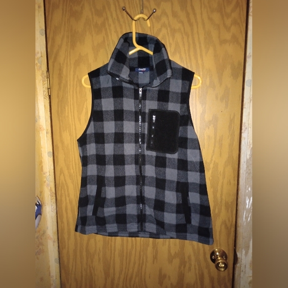 Chaps Sport Vest For Ralph Lauren Europe Mens XL Zip Fleece Black/Grey Plaid - Picture 1 of 16